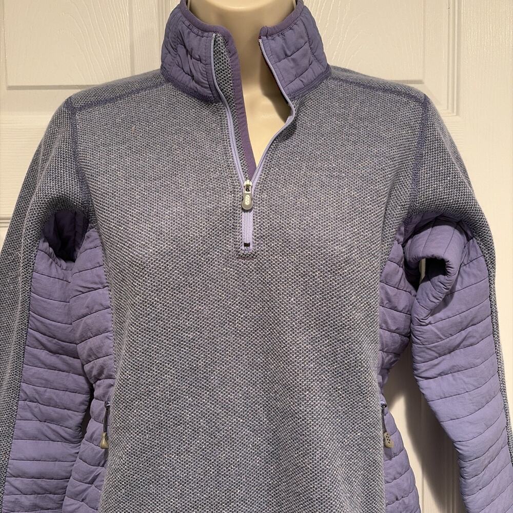Vintage Patagonia Knit Fleece Pullover Women’s Quarter zip gray Quilted Panels - Picture 2 of 9